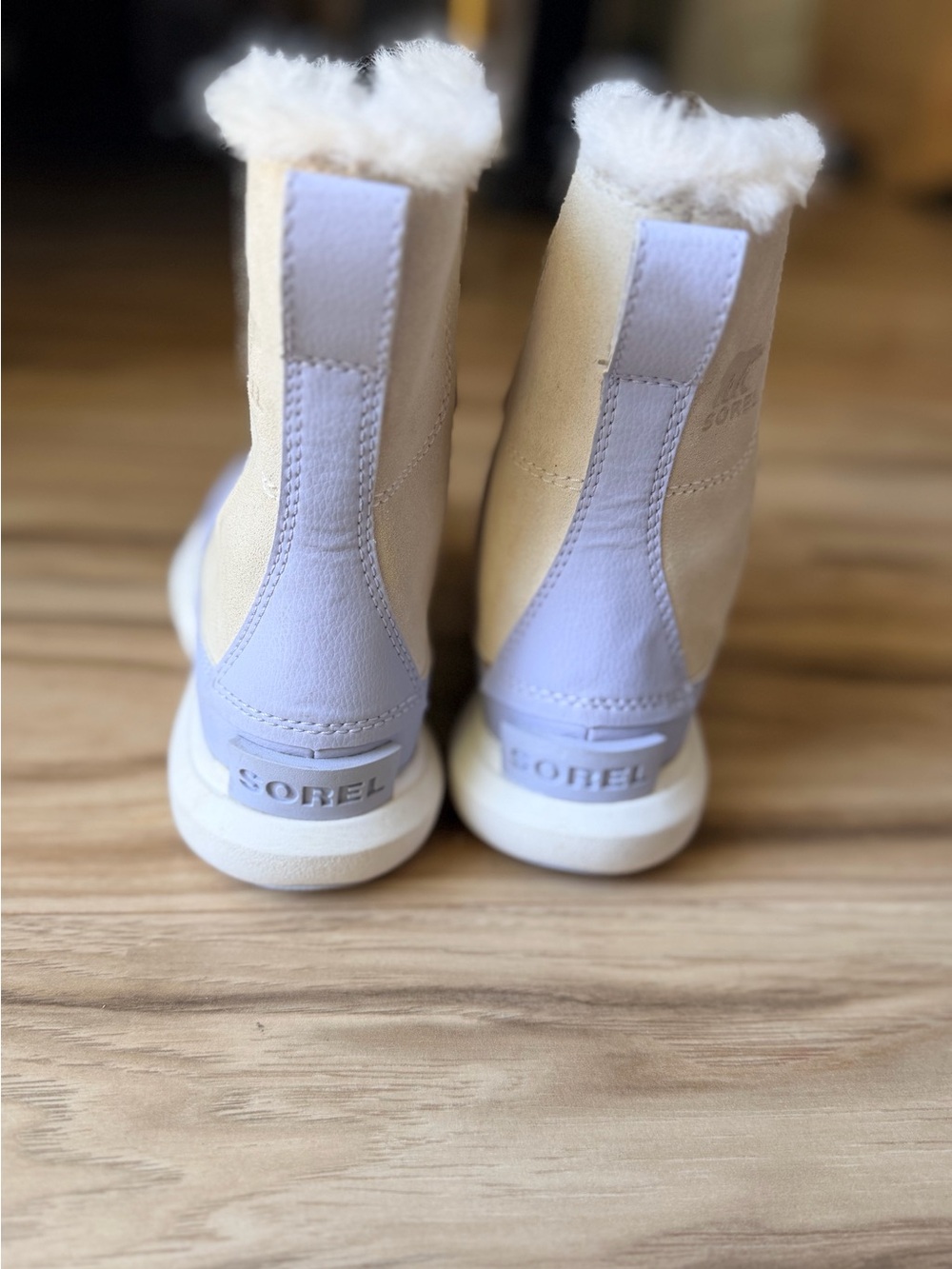 SOREL Kids' Explorer Waterproof Lace-Up Light Purple/Cream Winter Boots Size 2 - Picture 4 of 9